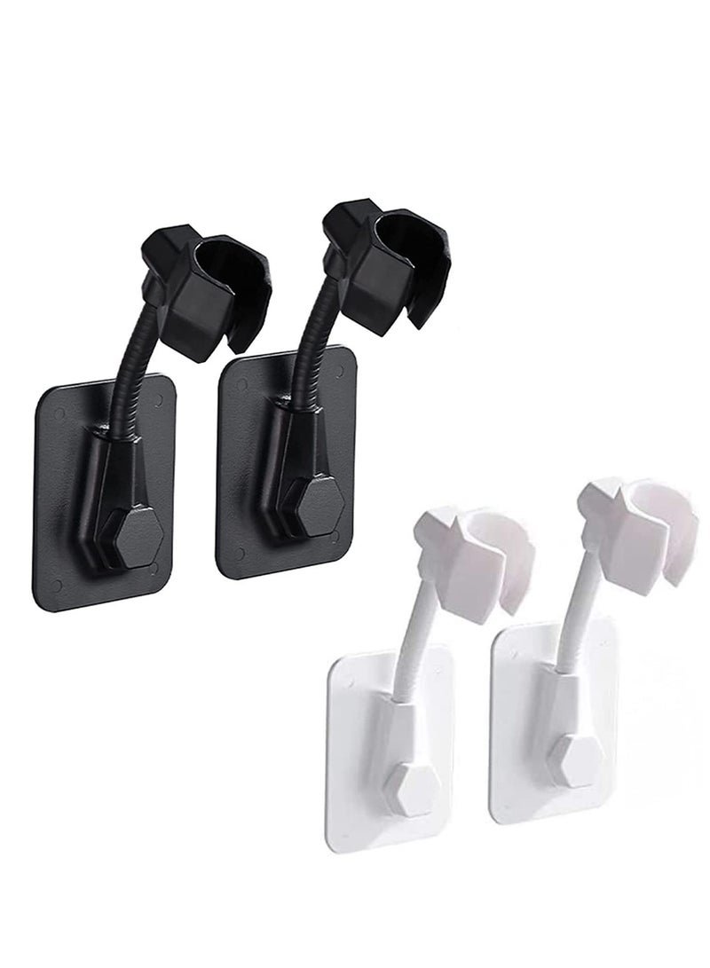 Shower Head Holder, 360 Degree Adjustable Showerhead Bracket, No-Punching Wall Mounted Shower Head Bracket 4Pcs (White+Black) - Image 1